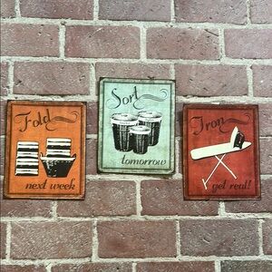 Charming Laundry Room Art Print Trio - Orange, Green, Red